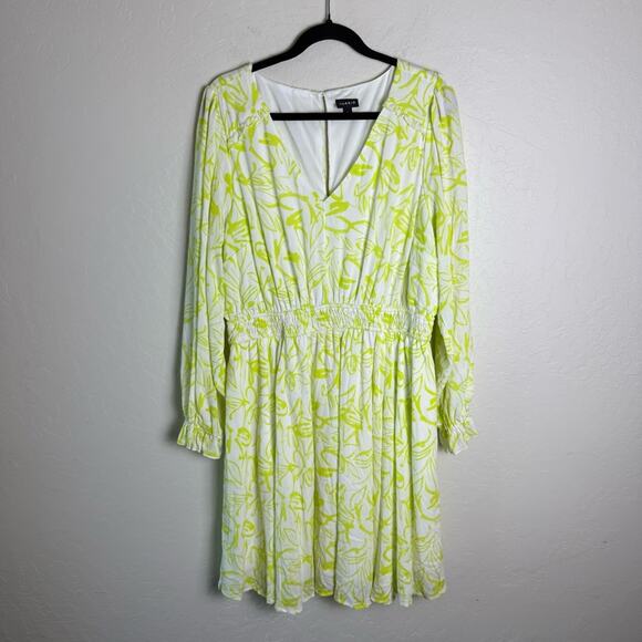 Torrid Yellow Green Floral Mini Wash Gauze Wide Waist Skater Dress 2X 40261123 - Picture 3 of 15